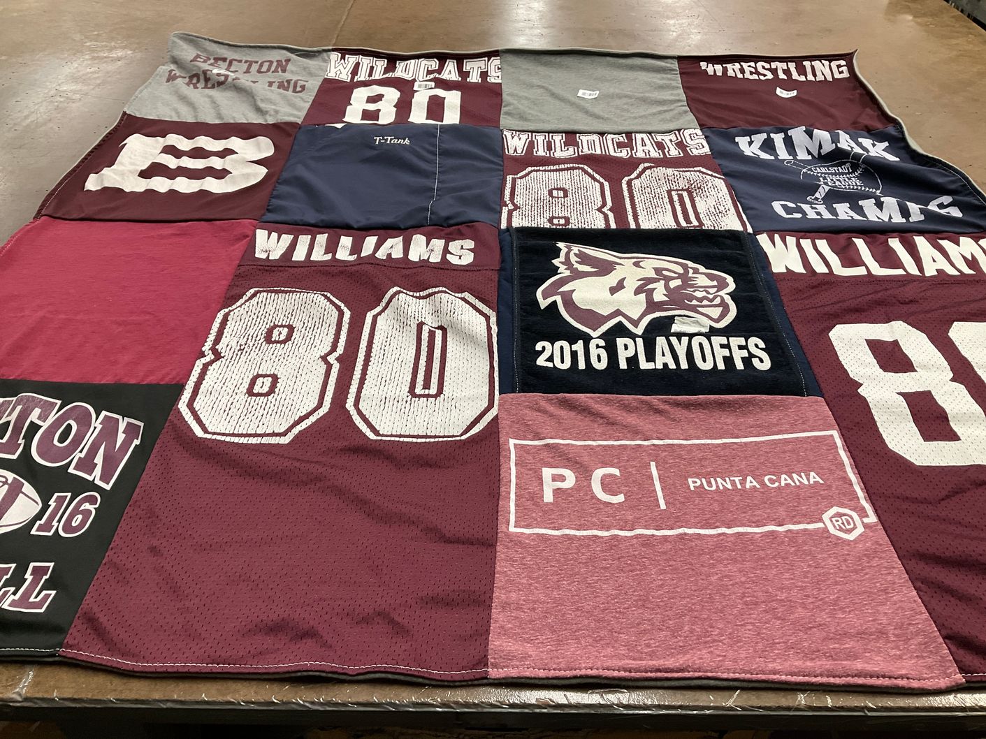 T-shirt quilt featuring becton wrestling team, wildcats team by Felicia from NJ