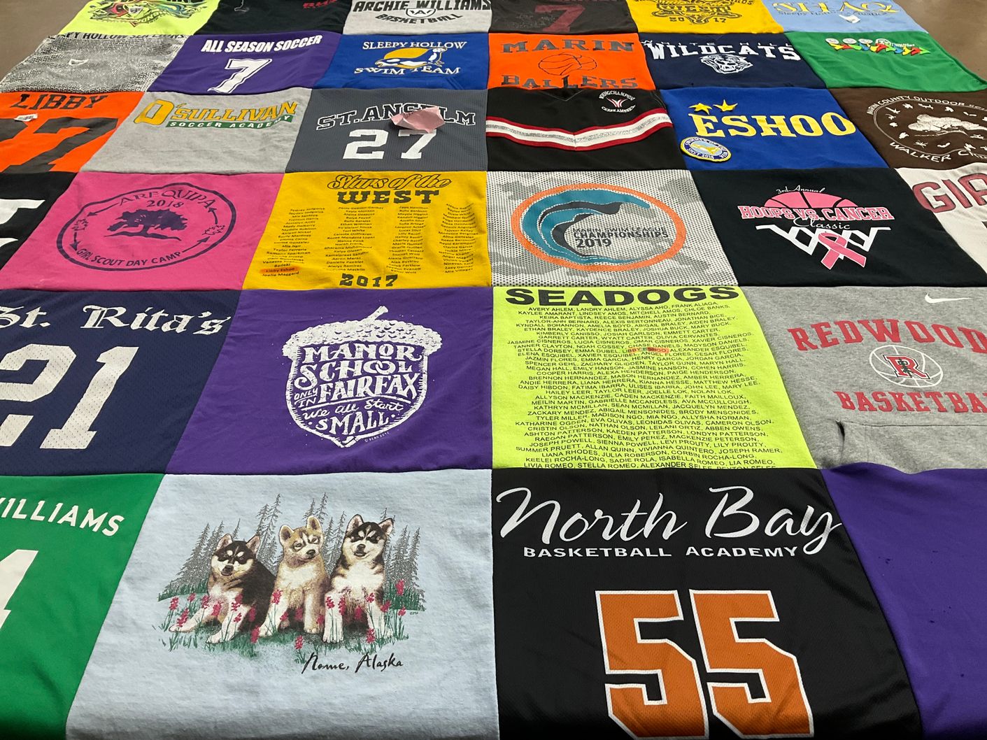 T-shirt quilt featuring north bay basketball academy, seadogs by Renee from CA
