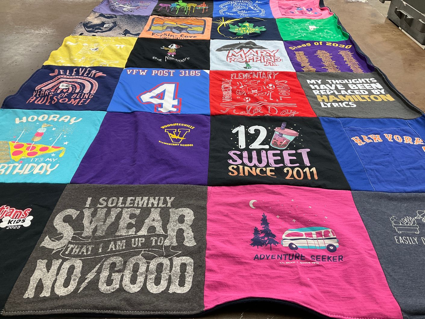 T-shirt quilt from boonville elementary school by Lynesta from NY