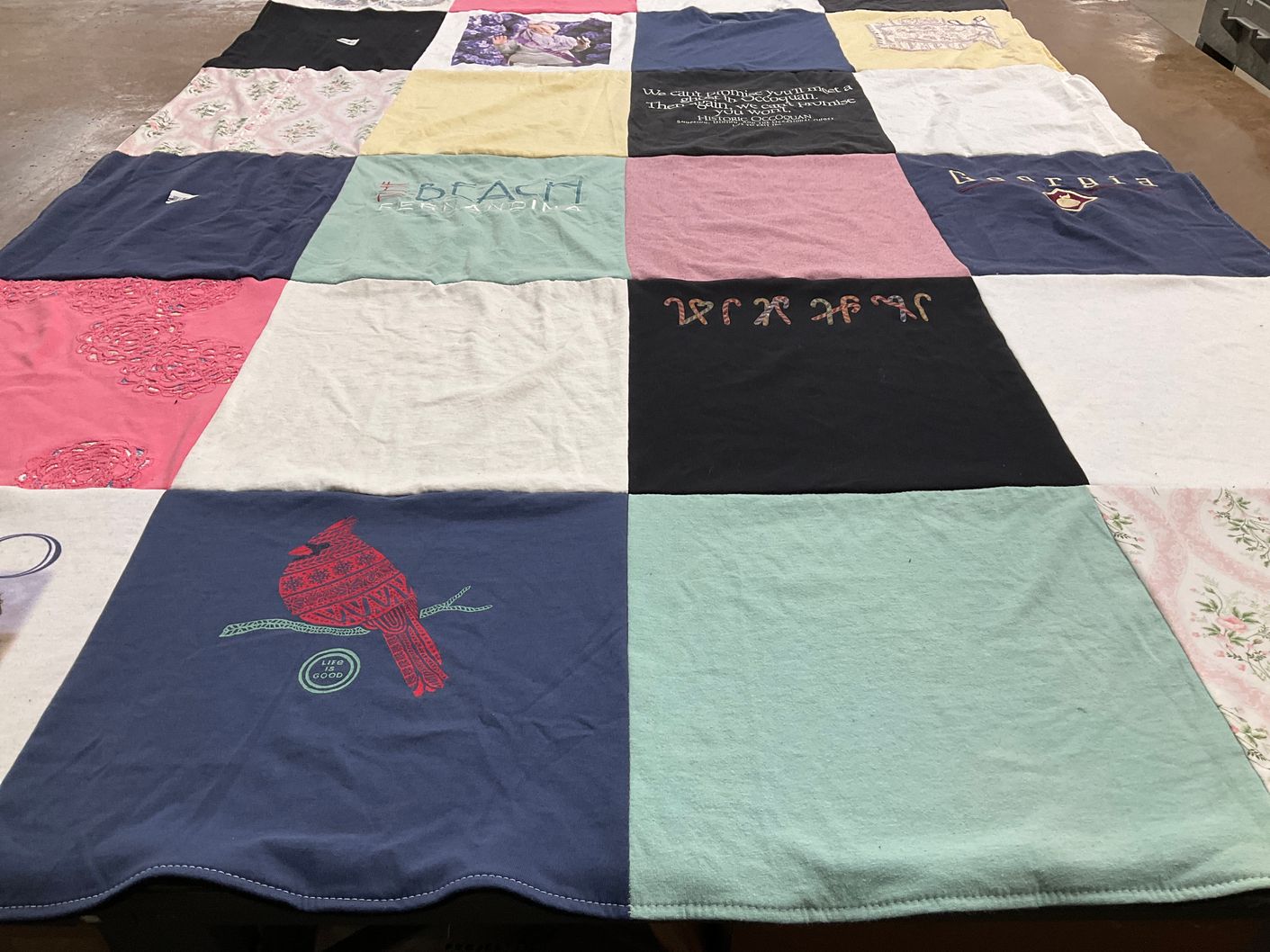 T-shirt quilt with beach, nature themes by Lisa from GA