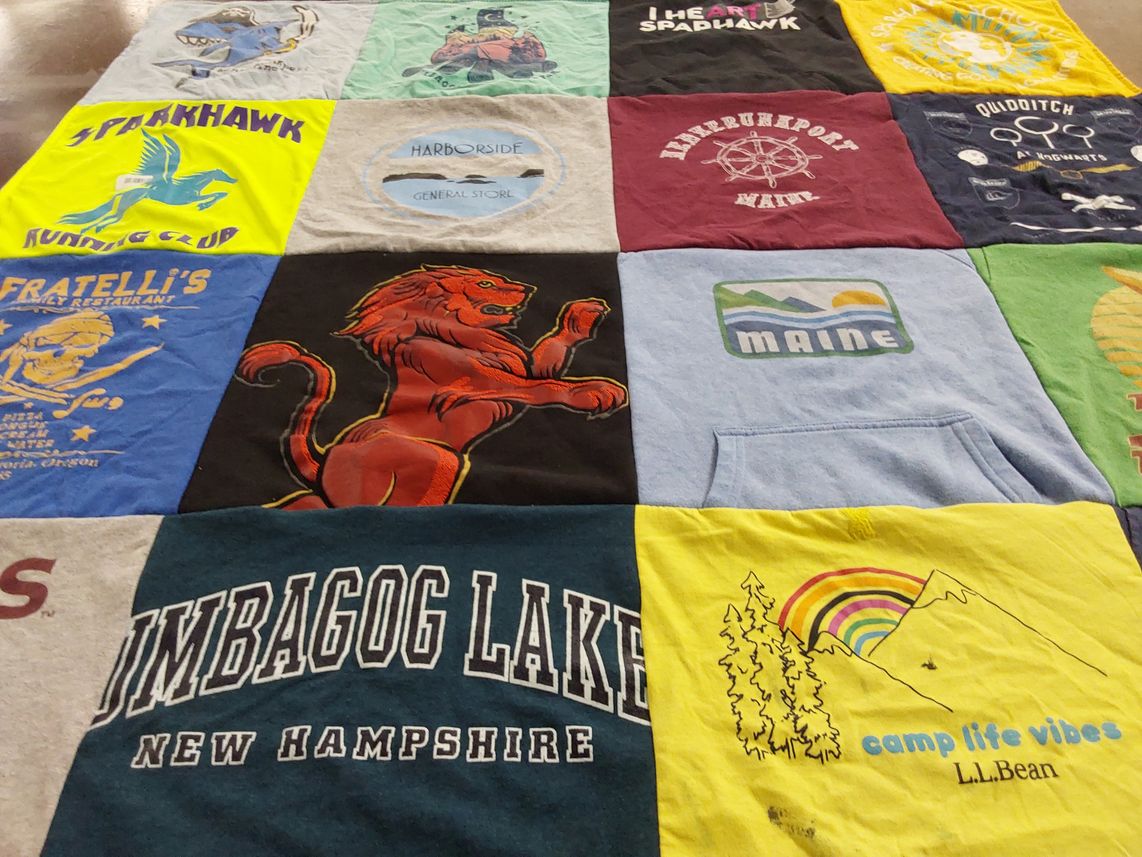 T-shirt quilt with outdoor activities, running themes by Michelle from NH