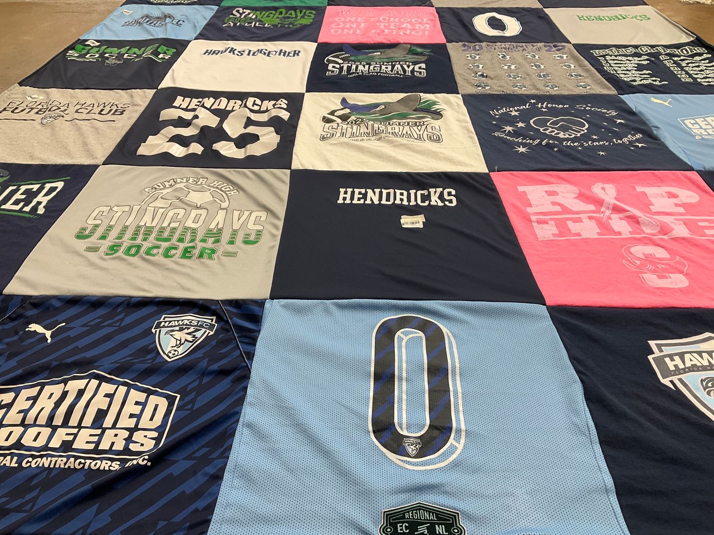 T-shirt quilt featuring hawksfc by Anitra from FL