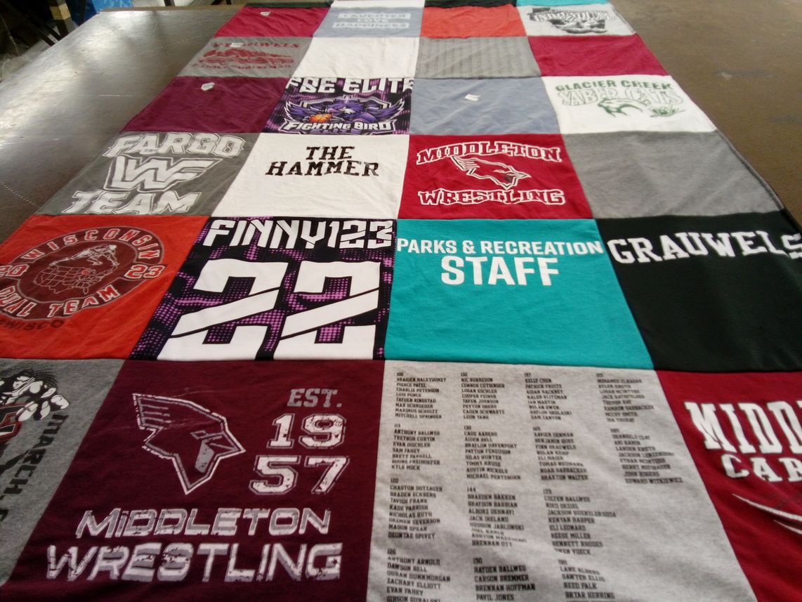T-shirt quilt from middleton high school by Bridget from WI