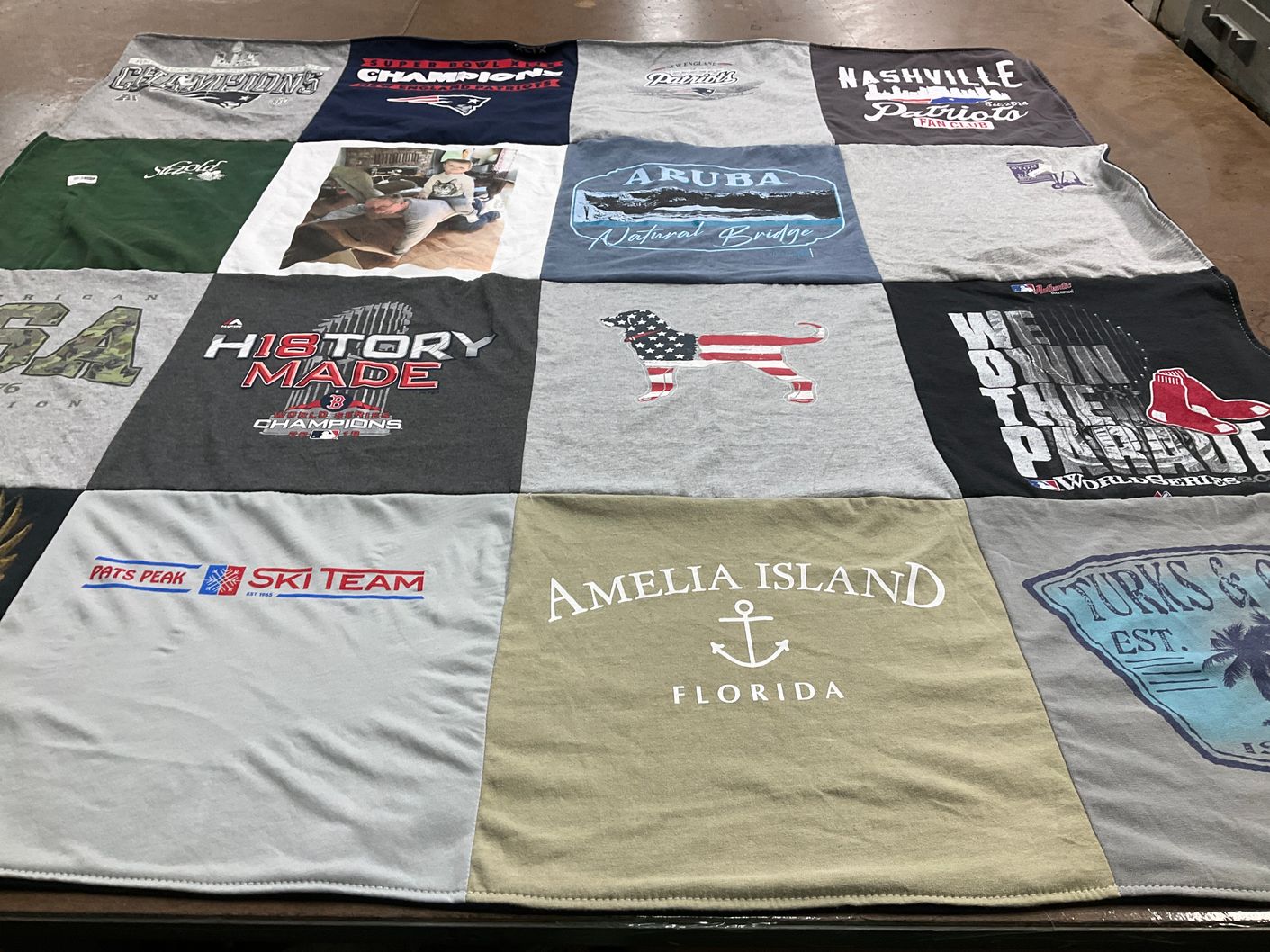T-shirt quilt featuring boston red sox, new england patriots by Anne from NH