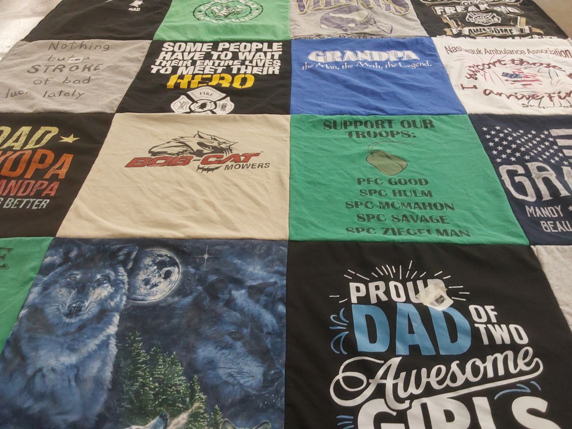 T-shirt quilt with family, military themes by Cindy from MN