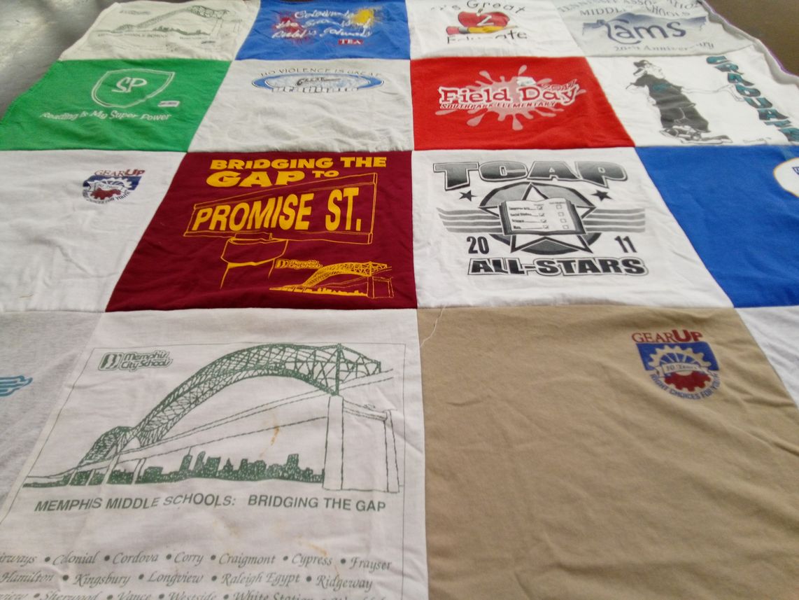 T-shirt quilt from memphis city school by Carrie from TN