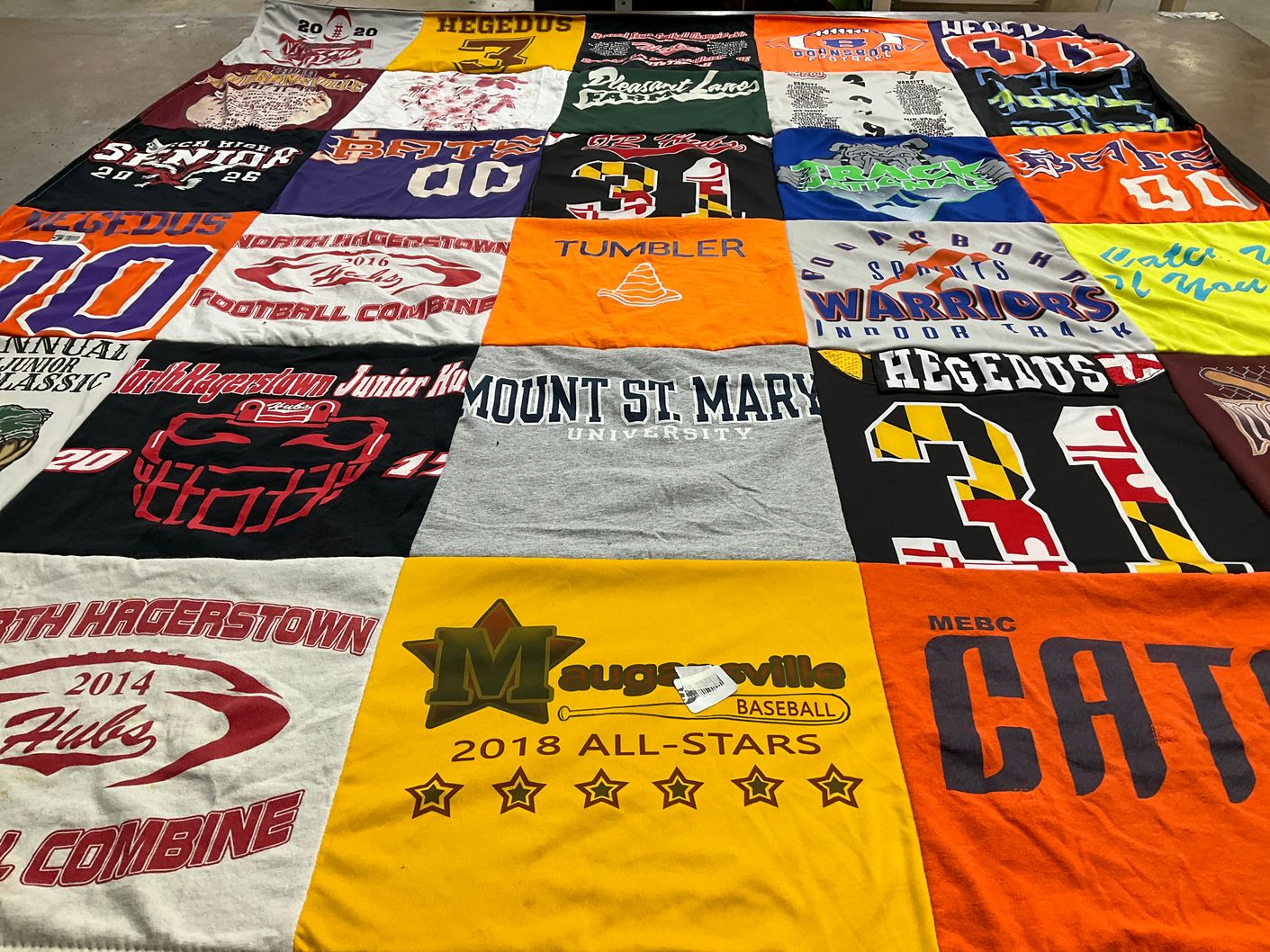 T-shirt quilt featuring north hagerstown football, maugerville baseball by Misty from MD