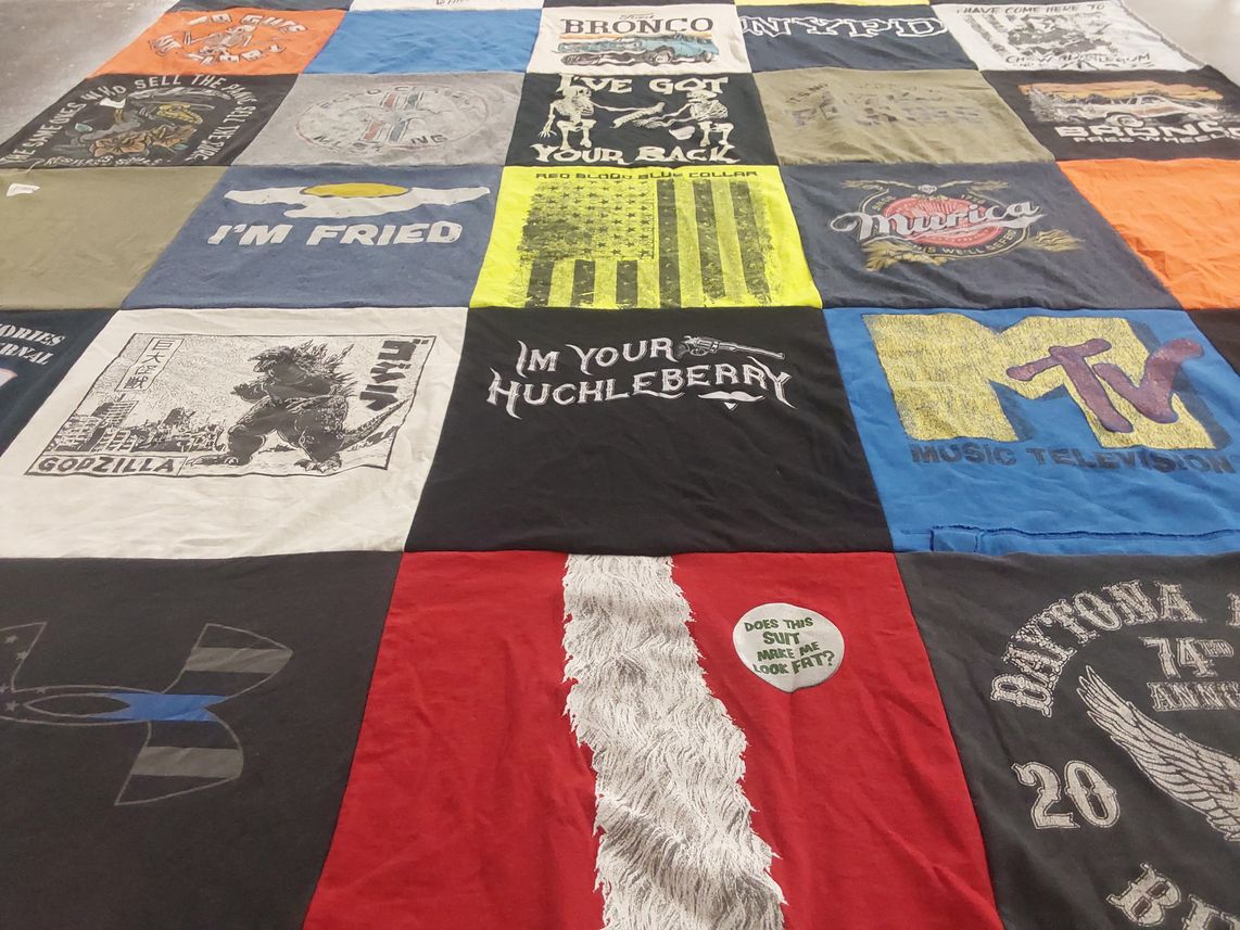 T-shirt quilt with pop culture, cartoons themes by Michelle from SC