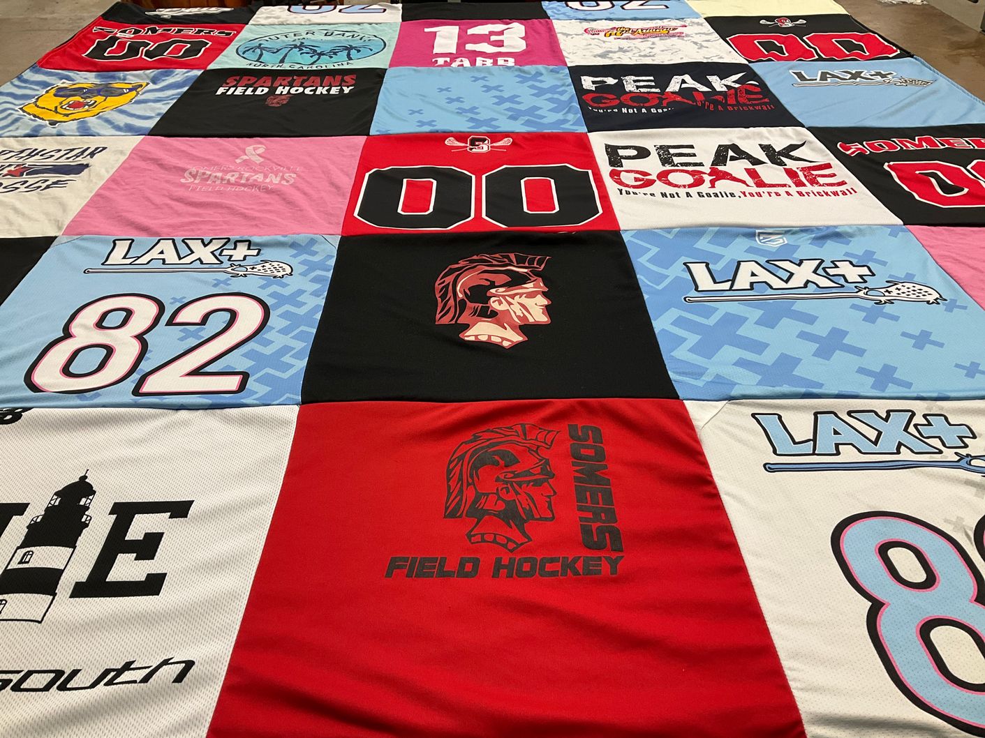 T-shirt quilt featuring somers high school lacrosse by Lauren from CT