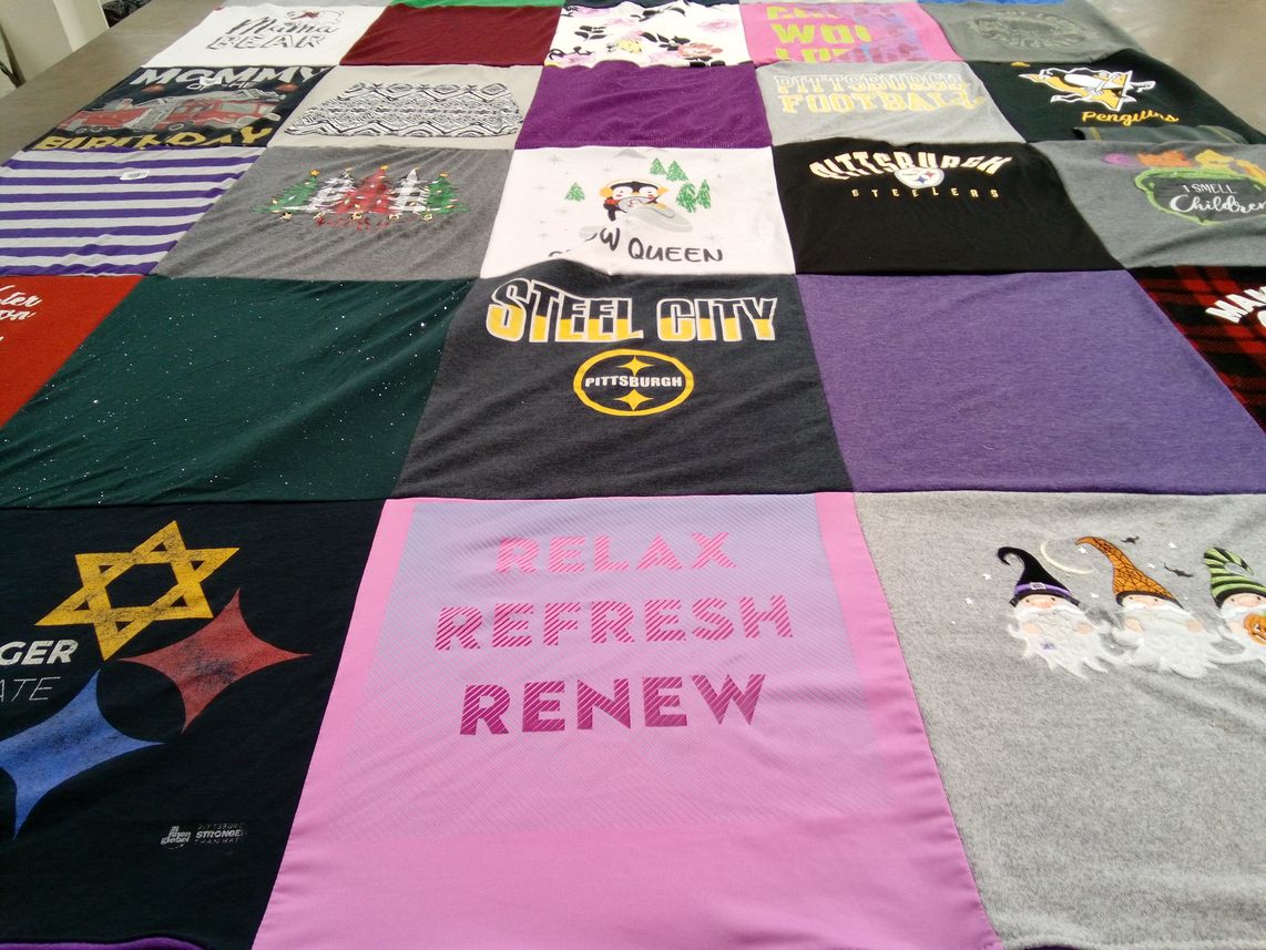 T-shirt quilt featuring pittsburgh penguins, pittsburgh steelers by Denise from PA