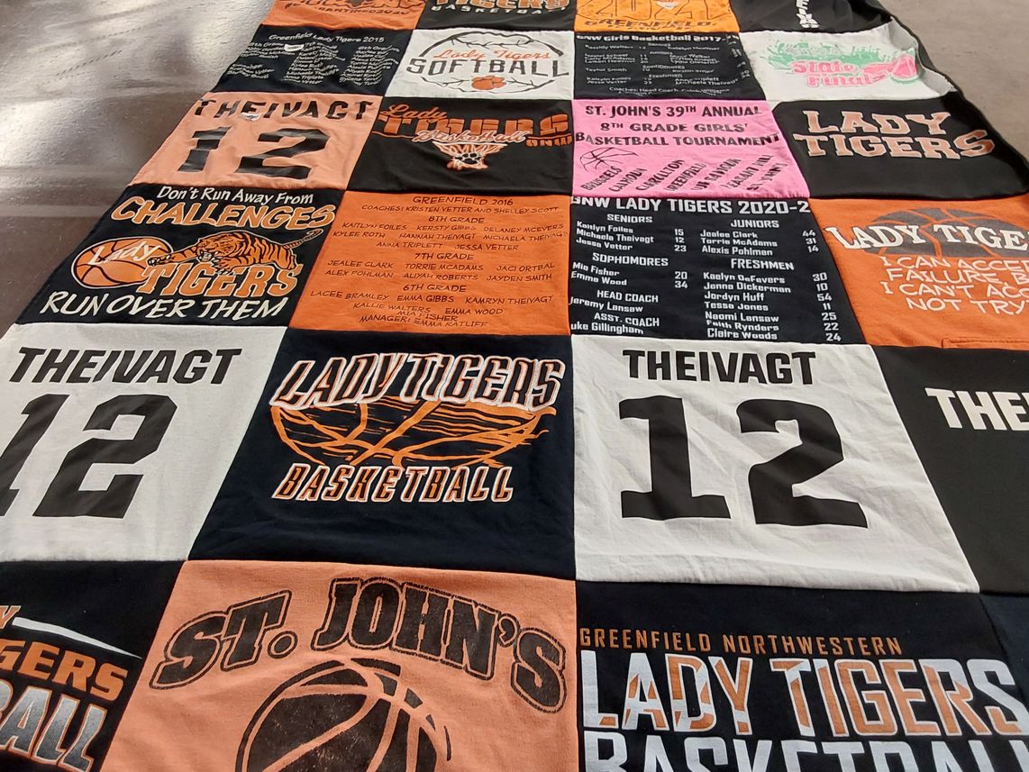 T-shirt quilt featuring lady tigers basketball by Kristen from IL