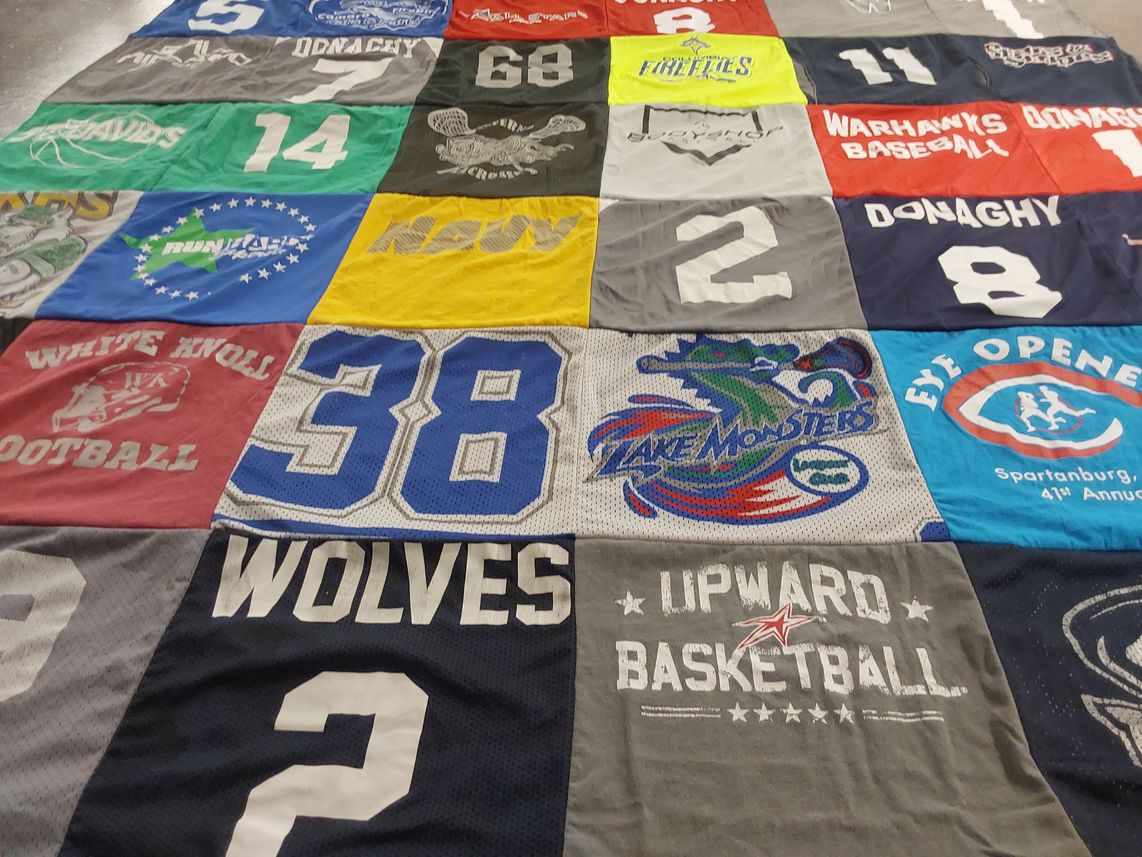 T-shirt quilt featuring lake monsters, warhawks baseball by Nicole from SC