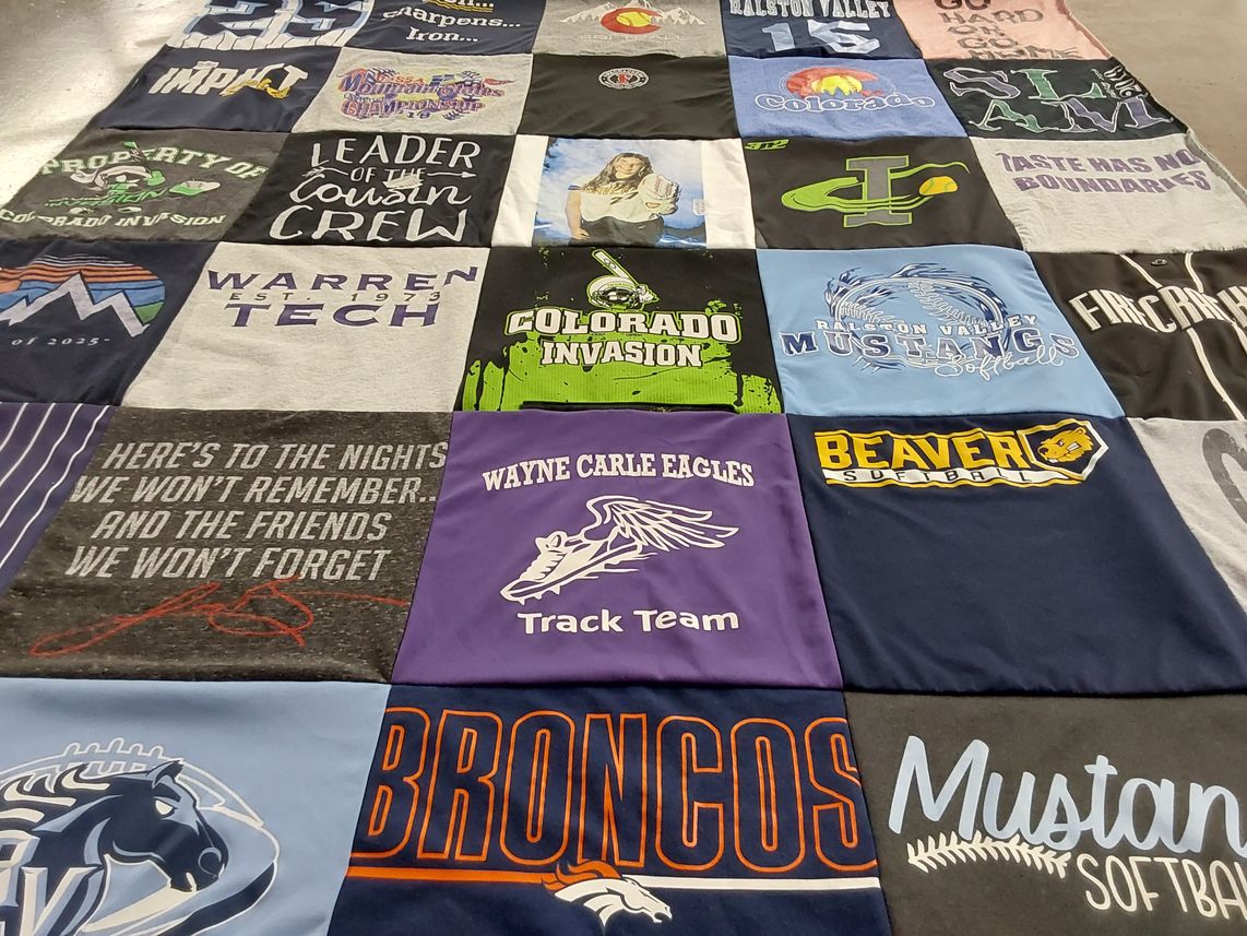 T-shirt quilt featuring ralston valley mustangs, beaver softball by Amanda from CO