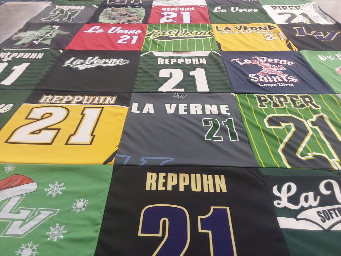 T-shirt quilt from la verne university by Me from CA