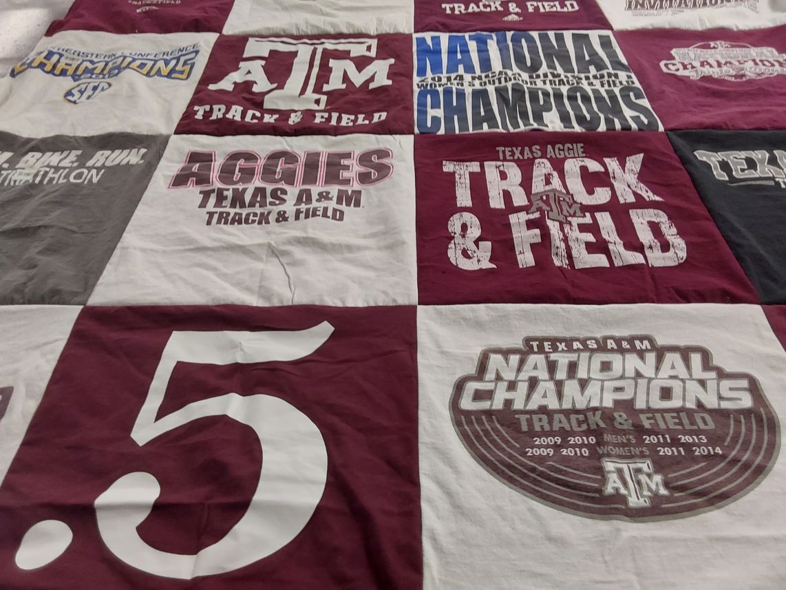 T-shirt quilt featuring texas a&m track & field by Erin from TX