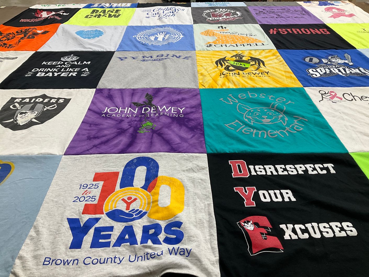 T-shirt quilt featuring raiders by Vicki from WI
