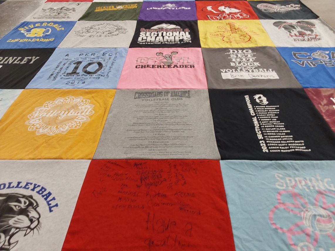 T-shirt quilt featuring riverdale high school volleyball, jackson high school volleyball by Carrie from IN
