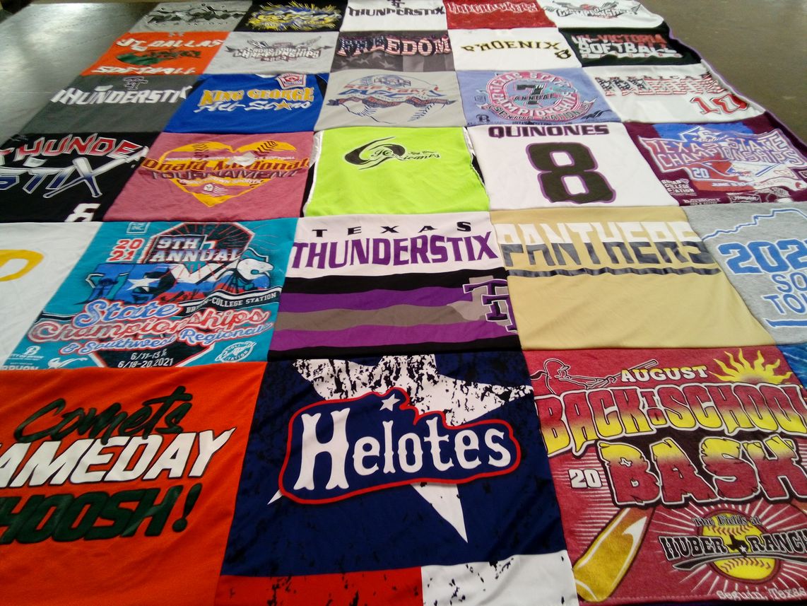 T-shirt quilt featuring texas thunderstix, panthers by Hope from TX