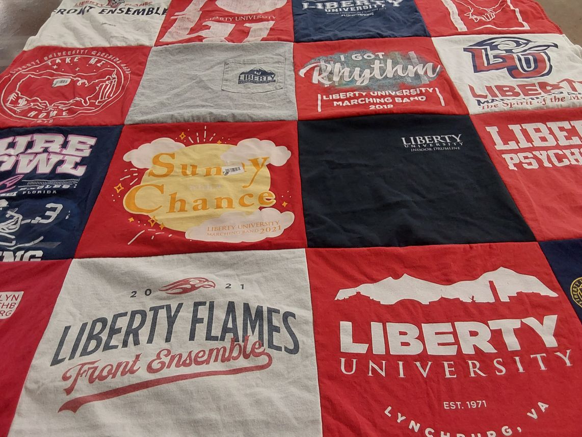 T-shirt quilt featuring liberty university marching band by Allie from NC