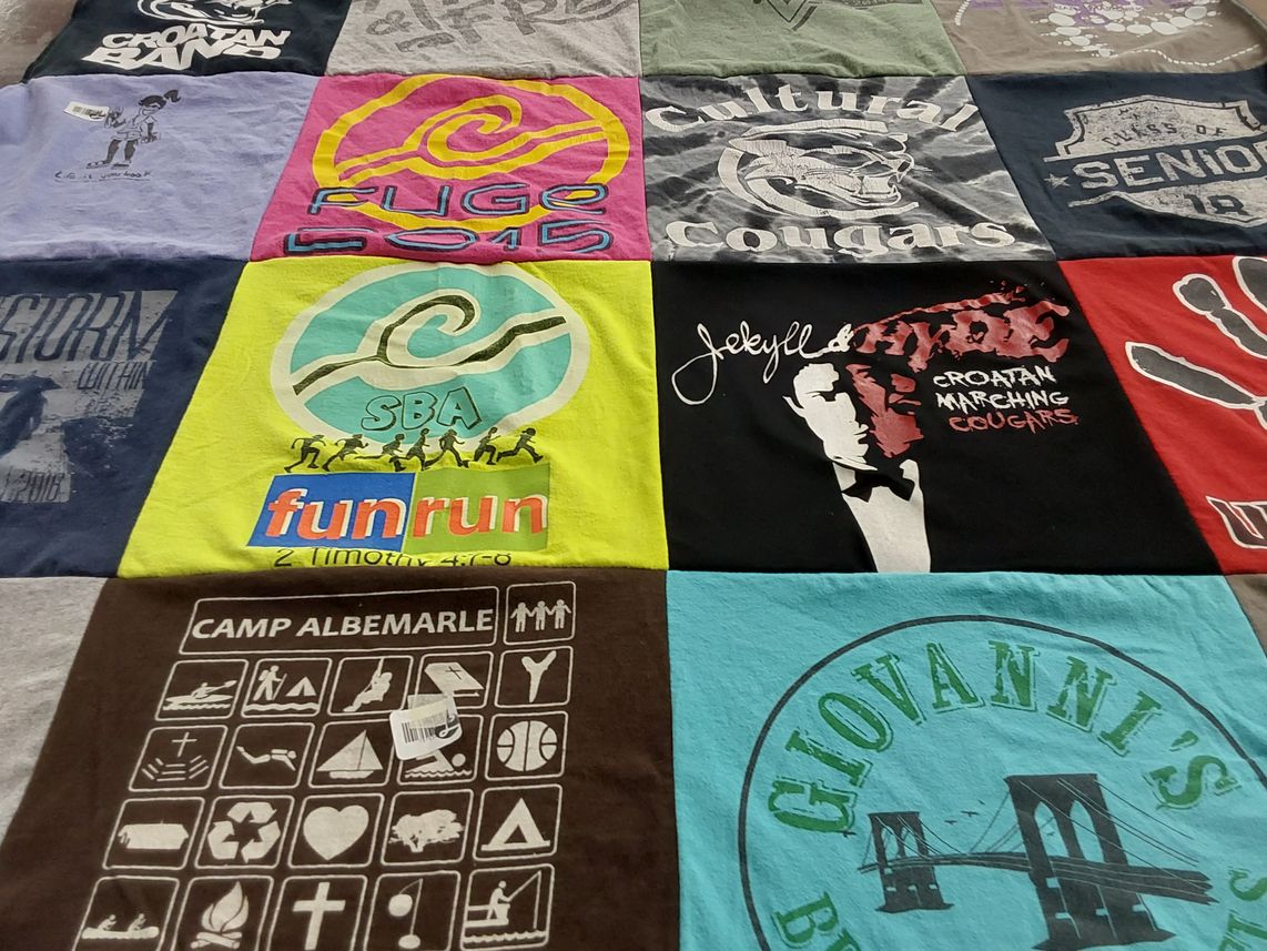 T-shirt quilt featuring croatan marching cougars by Allie from NC