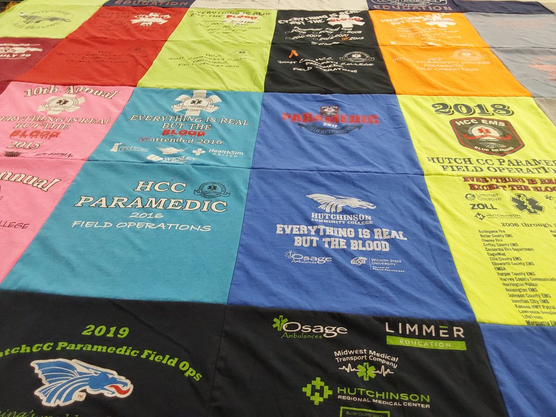 T-shirt quilt from hutchinson community college by Tina from KS