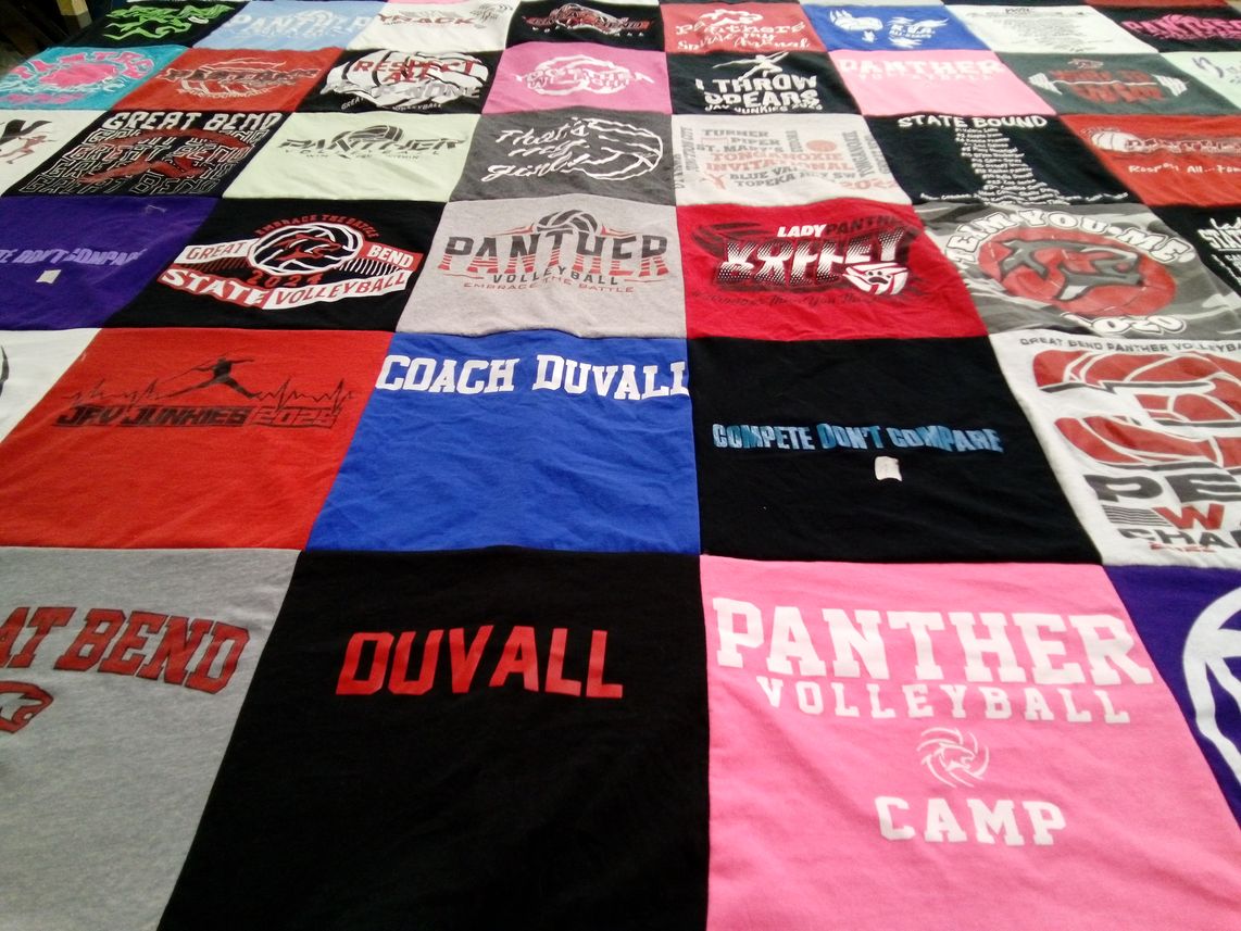 T-shirt quilt featuring great bend panther volleyball by Shelly from KS