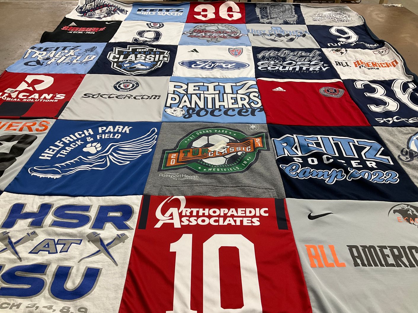 T-shirt quilt featuring reitz panthers soccer by Lindsay from IN