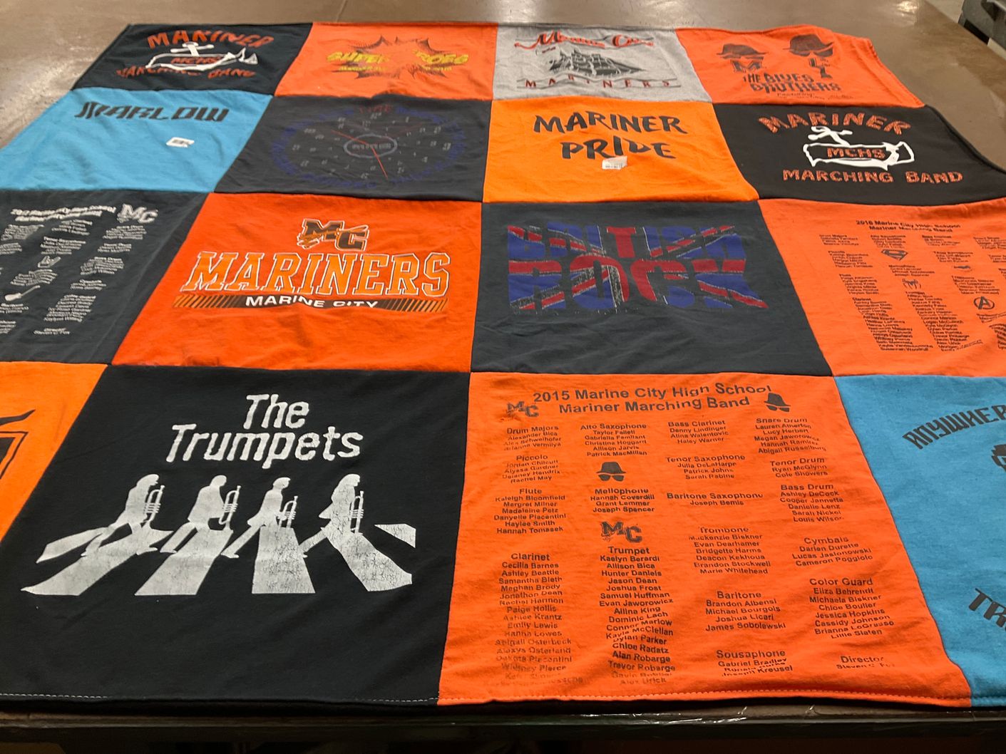 T-shirt quilt from marine city high school by Tina from MI
