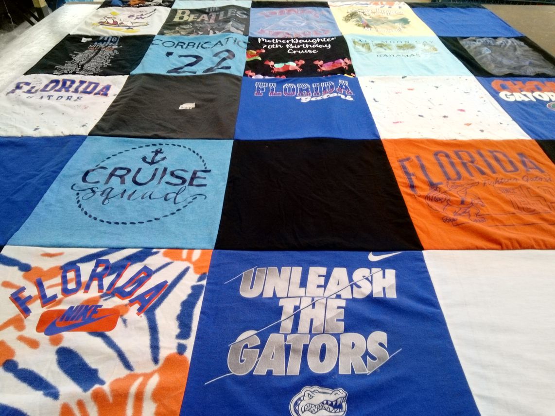 T-shirt quilt featuring florida gators by Kathleen from FL