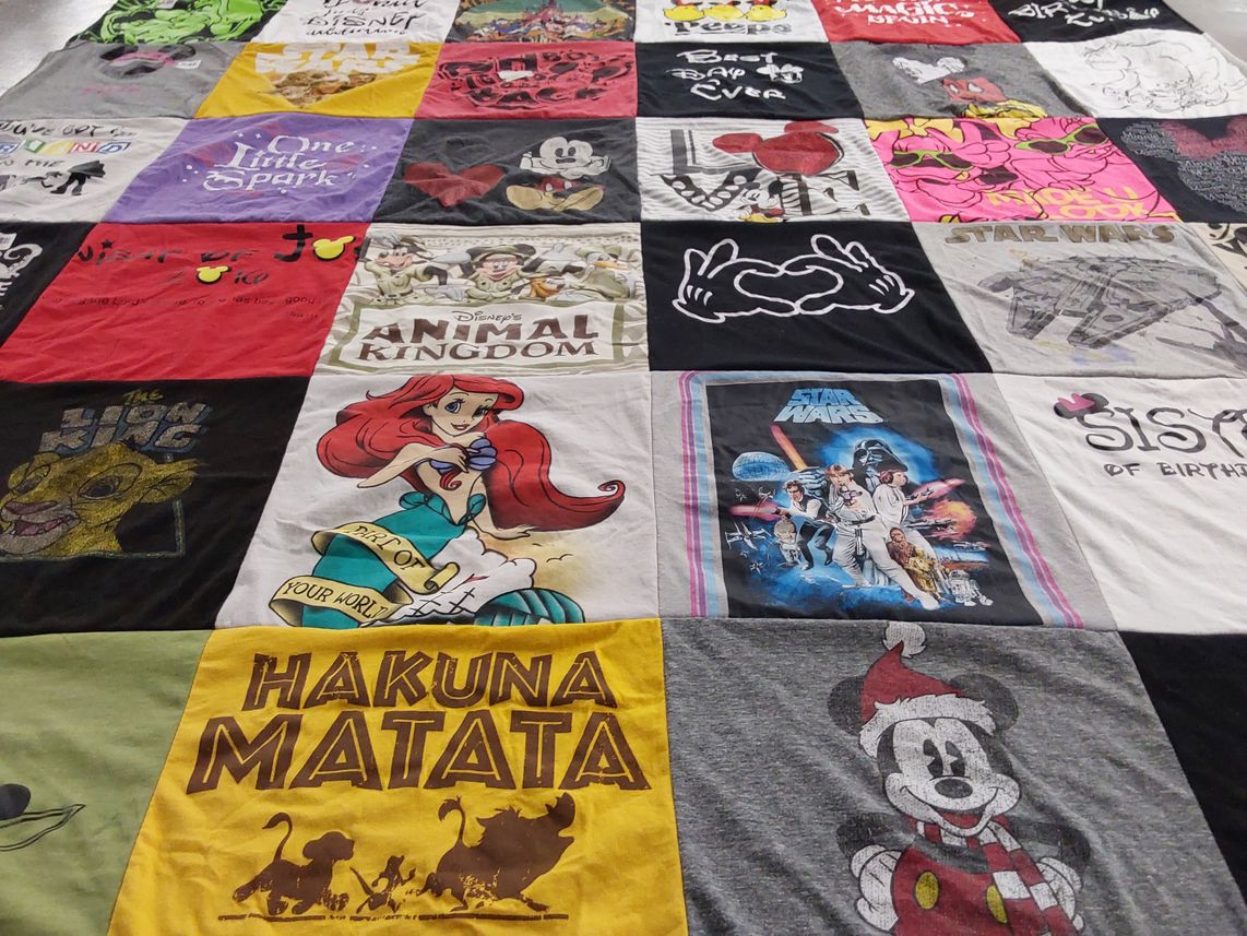 T-shirt quilt with disney, animation themes by George from FL