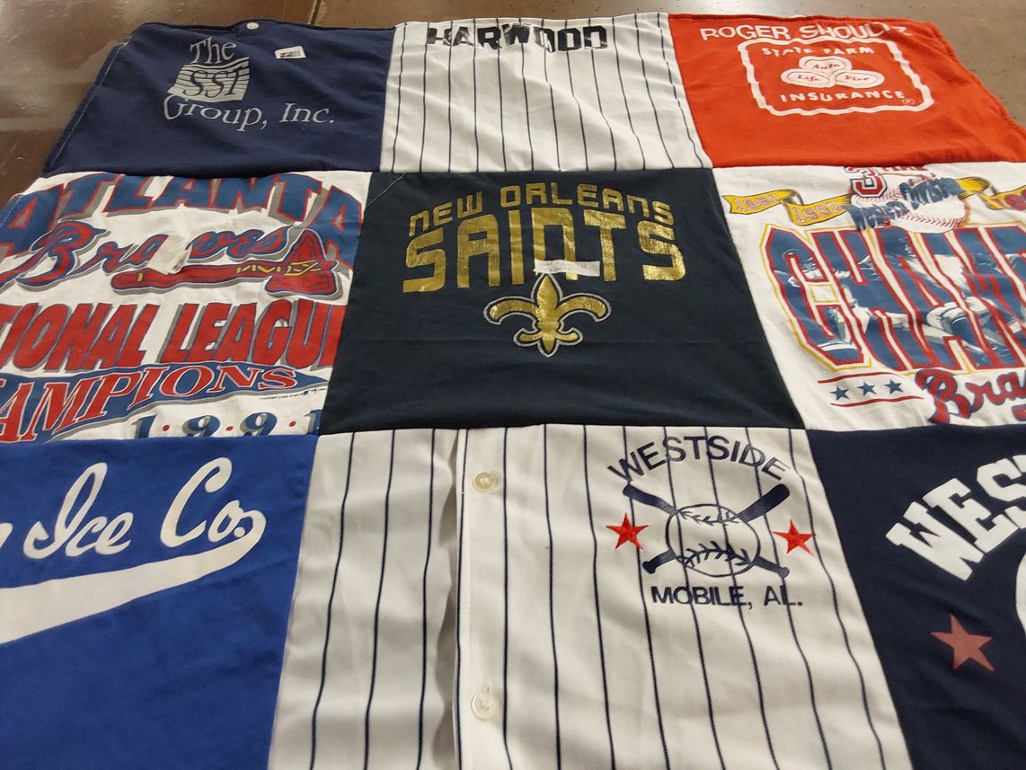 T-shirt quilt featuring new orleans saints, atlanta braves by Lois from GA