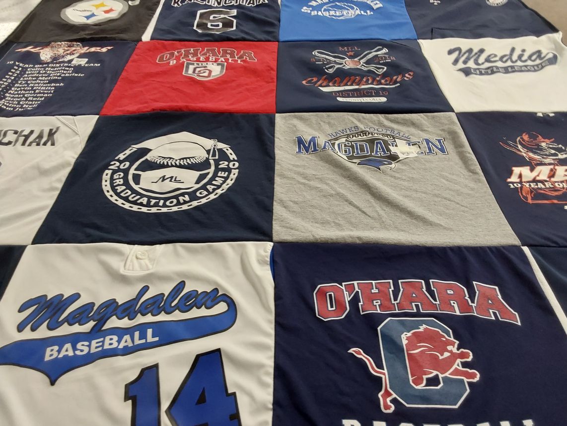 T-shirt quilt featuring magdalen baseball, o'hara baseball by Laura from PA