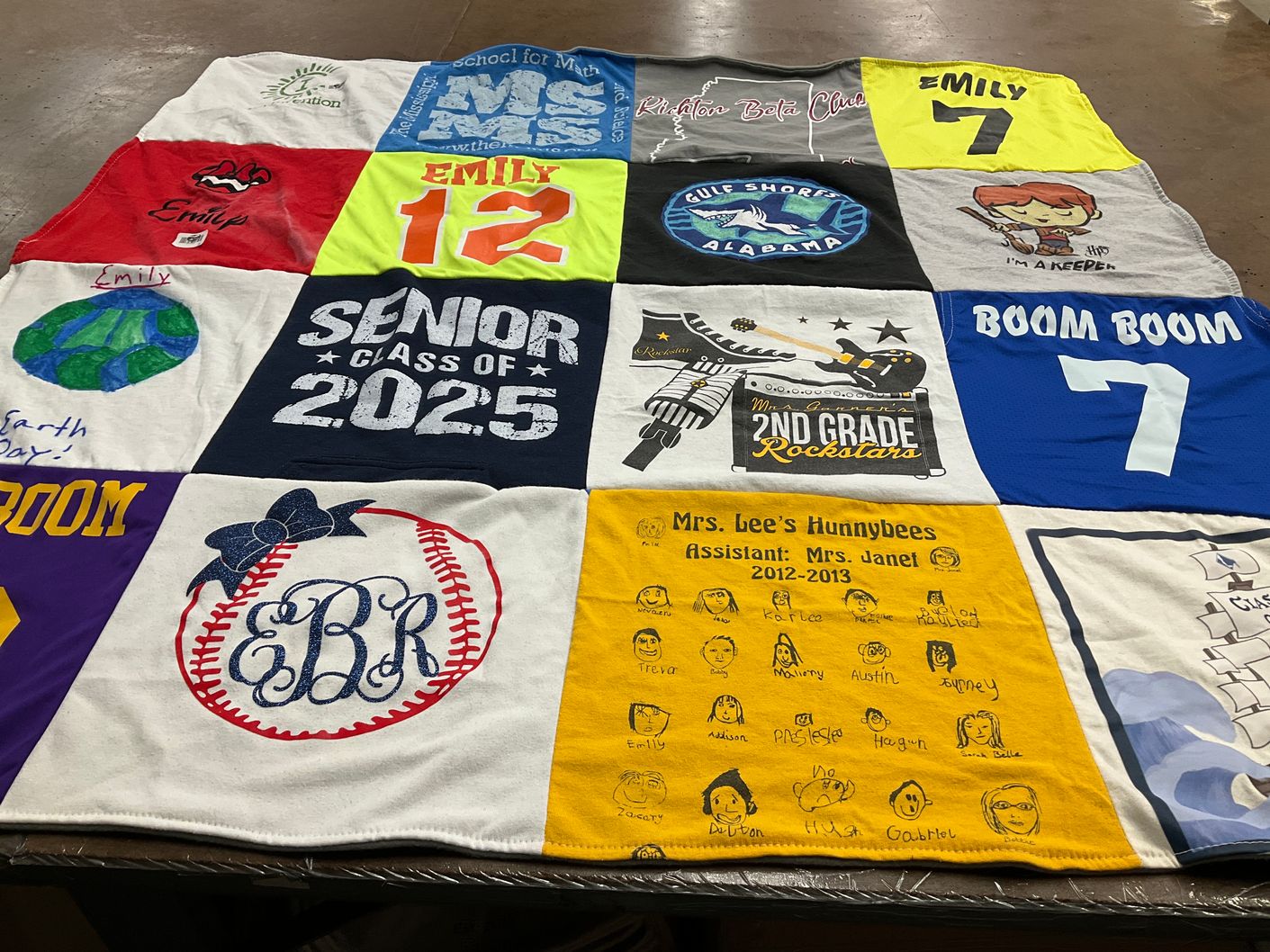 T-shirt quilt from mathematics school for math and science by Amanda from MS