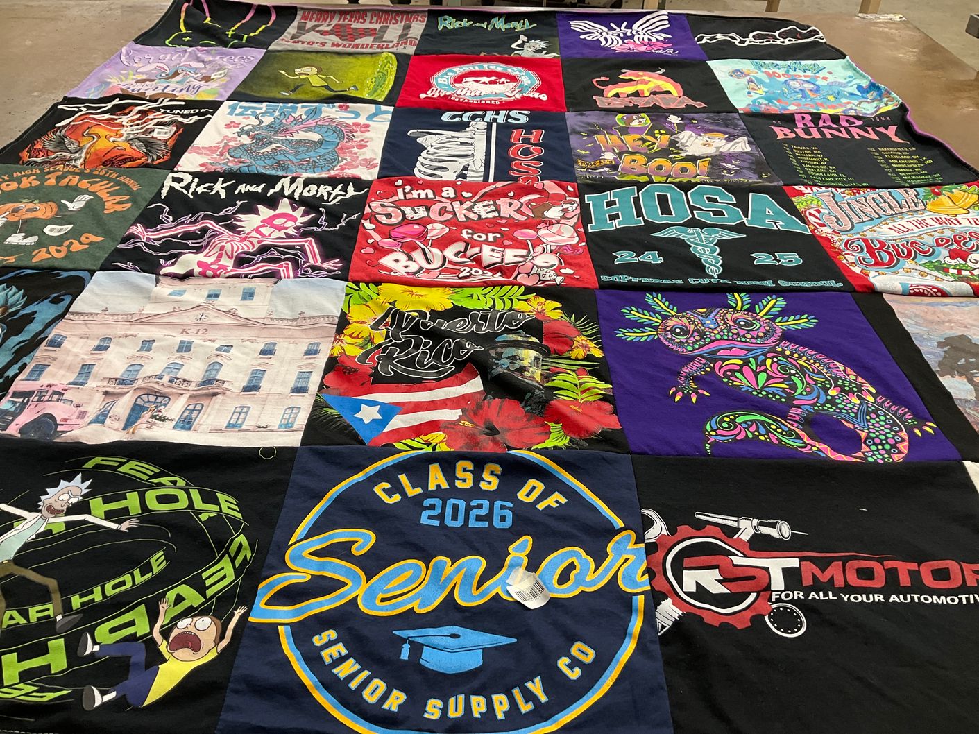 T-shirt quilt from k12 school by Laura from TX