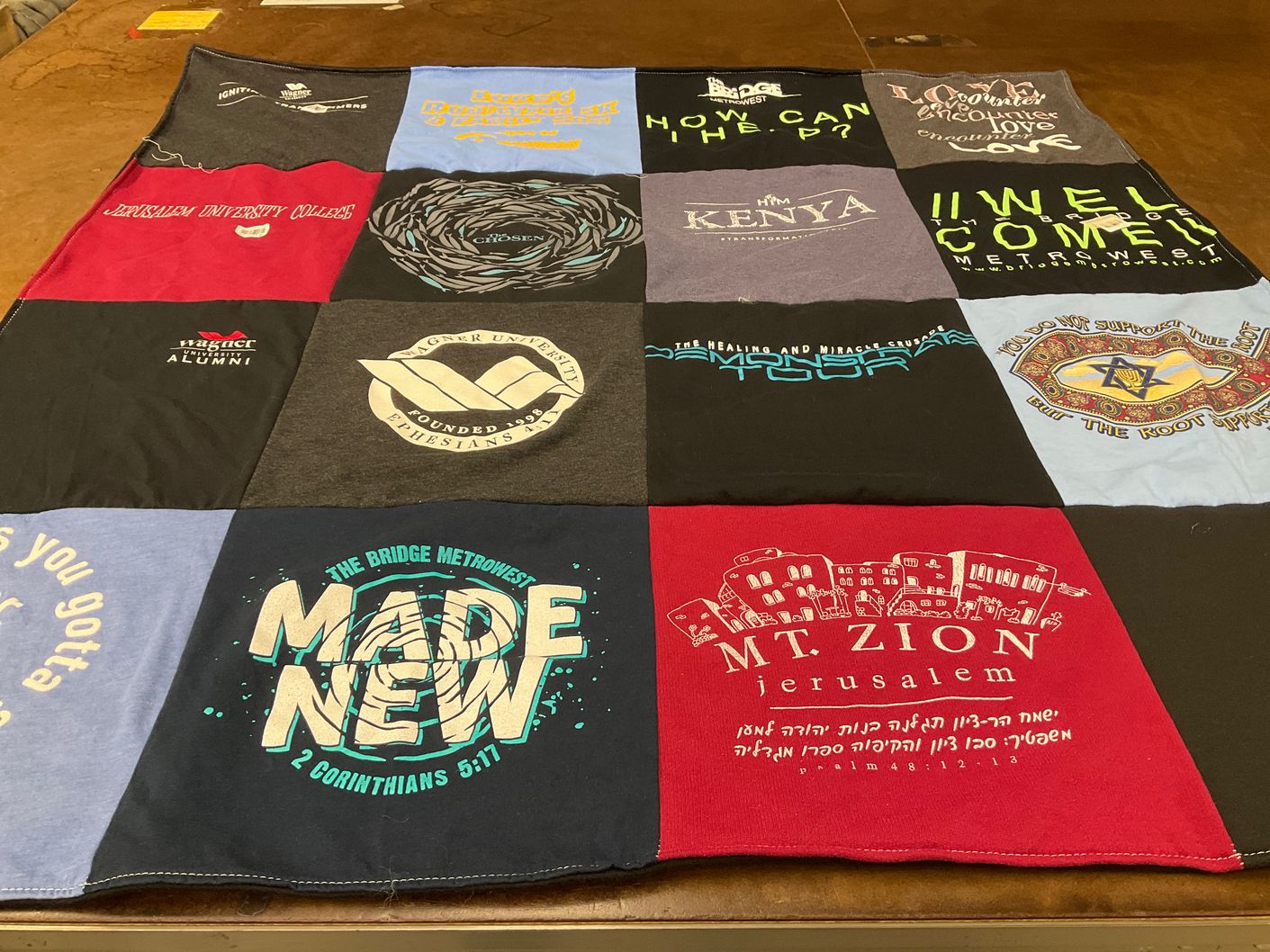 T-shirt quilt from jerusalem university college, wagner university by Greta from MA