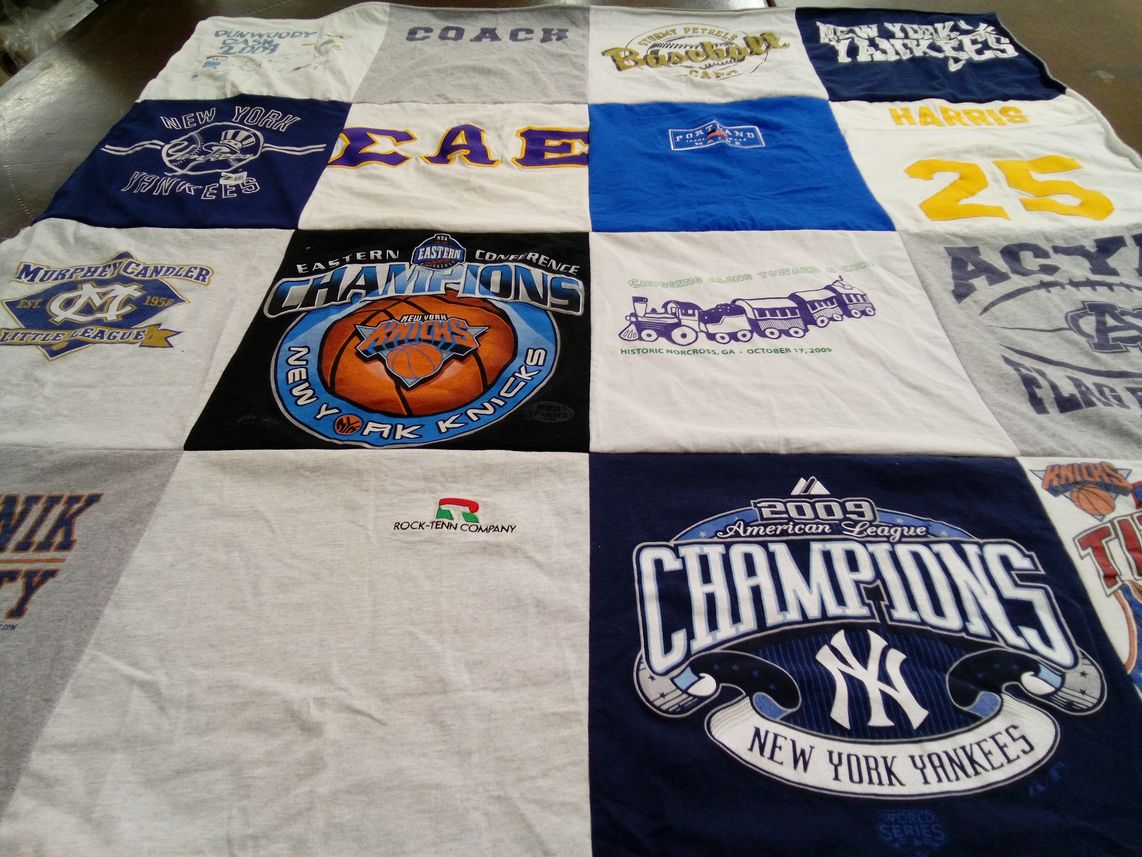 T-shirt quilt featuring new york yankees, new york knicks by Tara from GA
