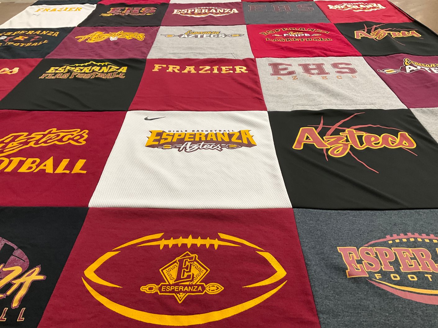 T-shirt quilt featuring esperanza high school aztecs by Travis from CA