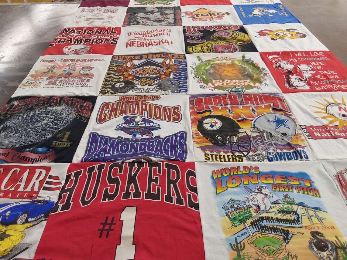 T-shirt quilt featuring nebraska cornhuskers, pittsburgh steelers by craig from AZ
