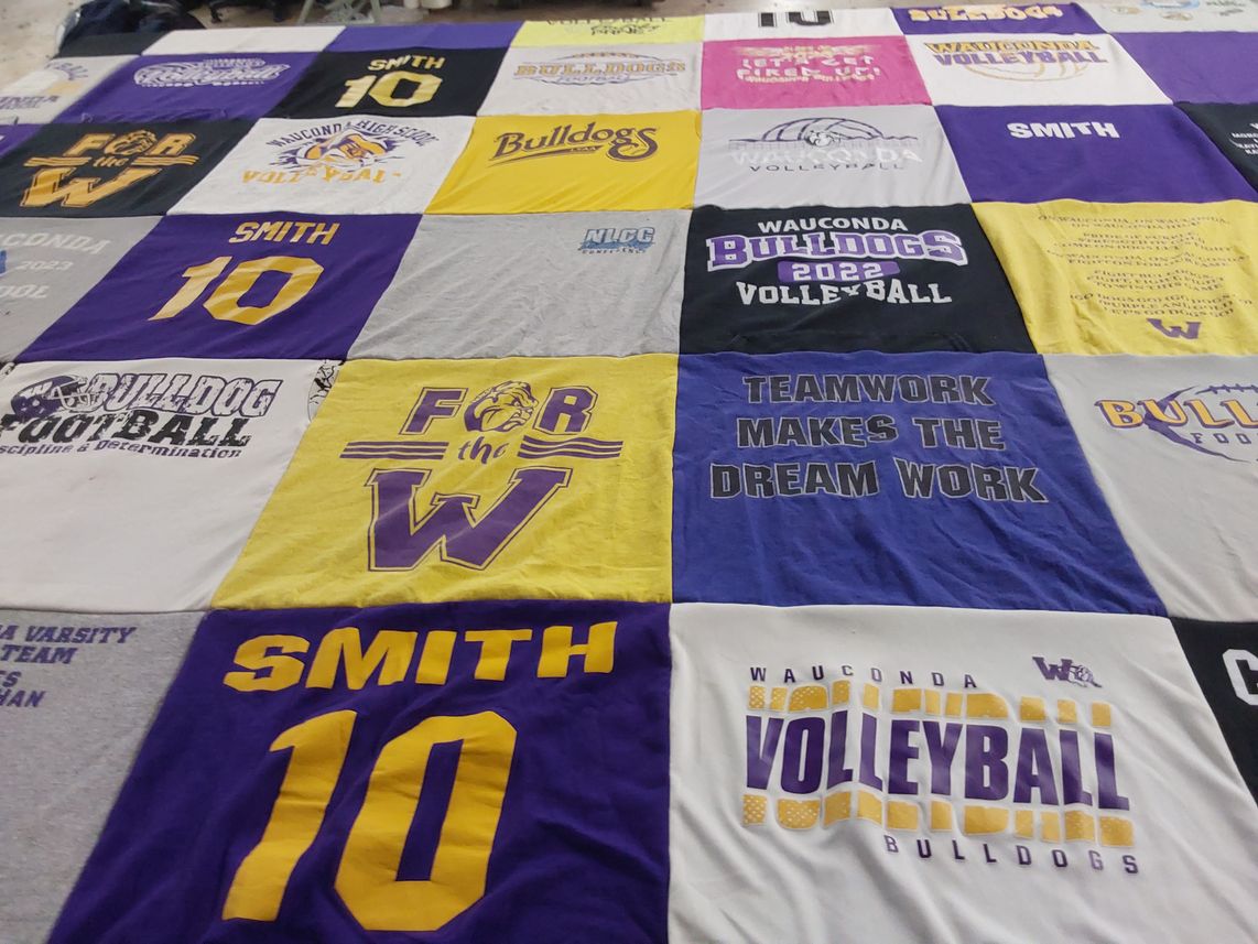 T-shirt quilt featuring wauconda bulldogs volleyball, wauconda bulldogs football by Jeanine from IL