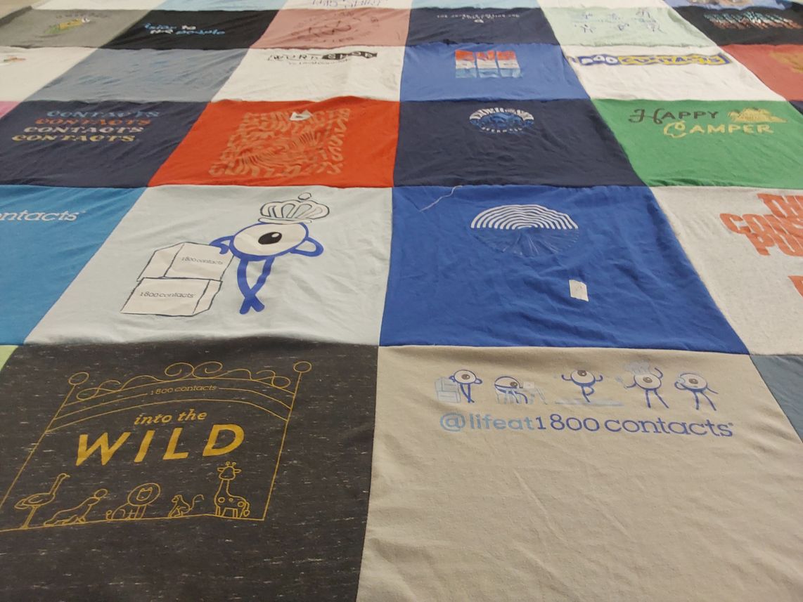 T-shirt quilt with outdoor activities, camping themes by Kami from UT