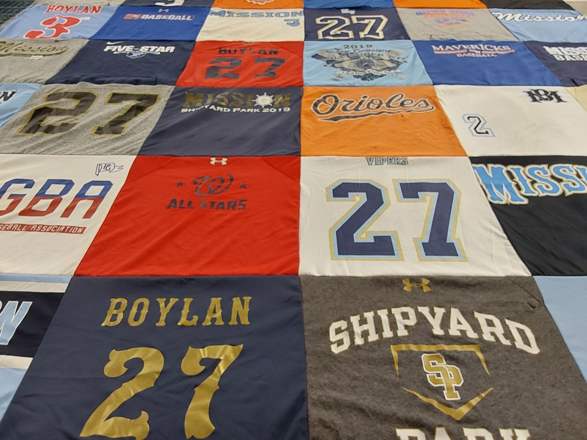 T-shirt quilt with baseball themes by Roxanne from NC