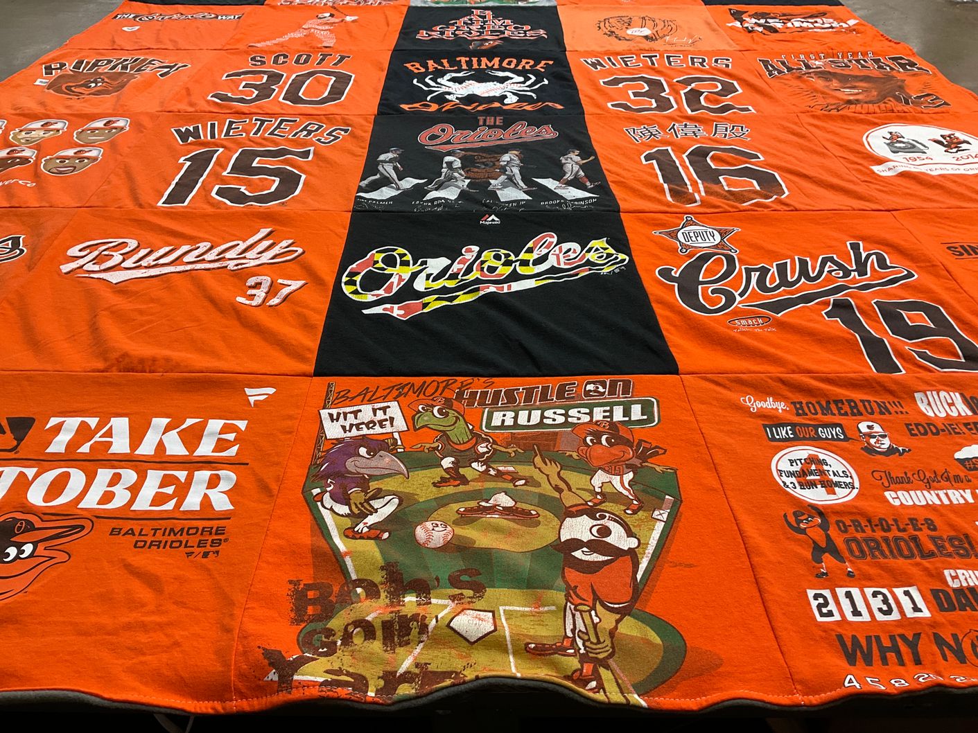 T-shirt quilt featuring baltimore orioles by Katie from MD