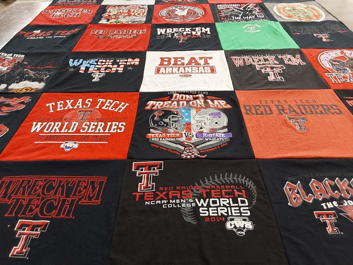 T-shirt quilt featuring texas tech red raiders by Sarah from TX