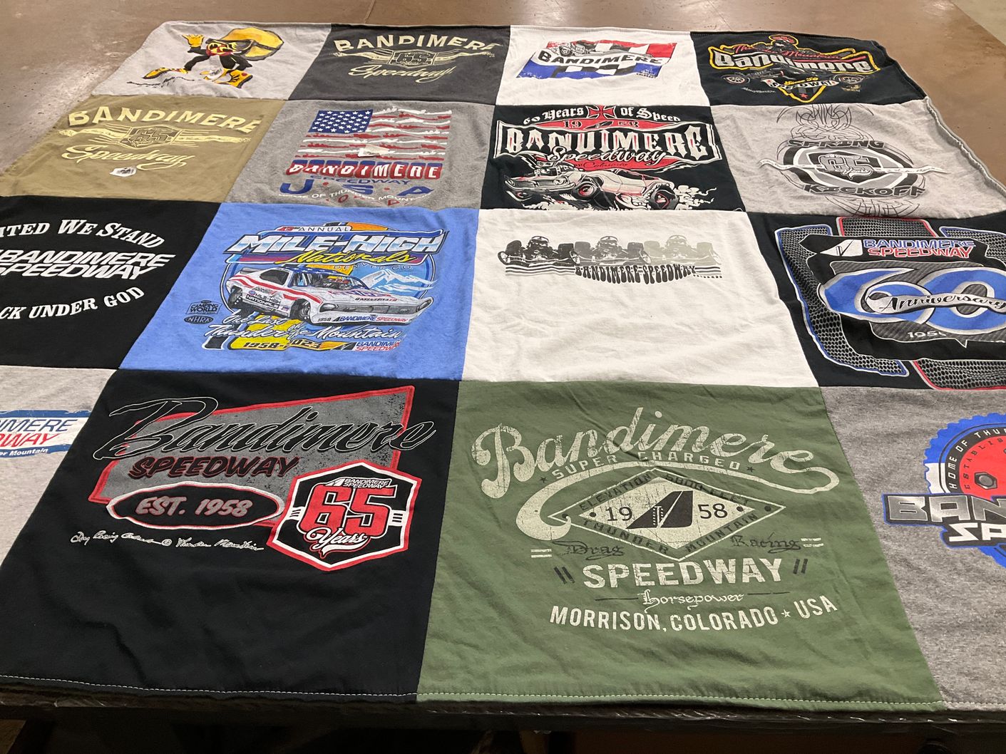 T-shirt quilt with racing, motorsports themes by Kristal D from CO