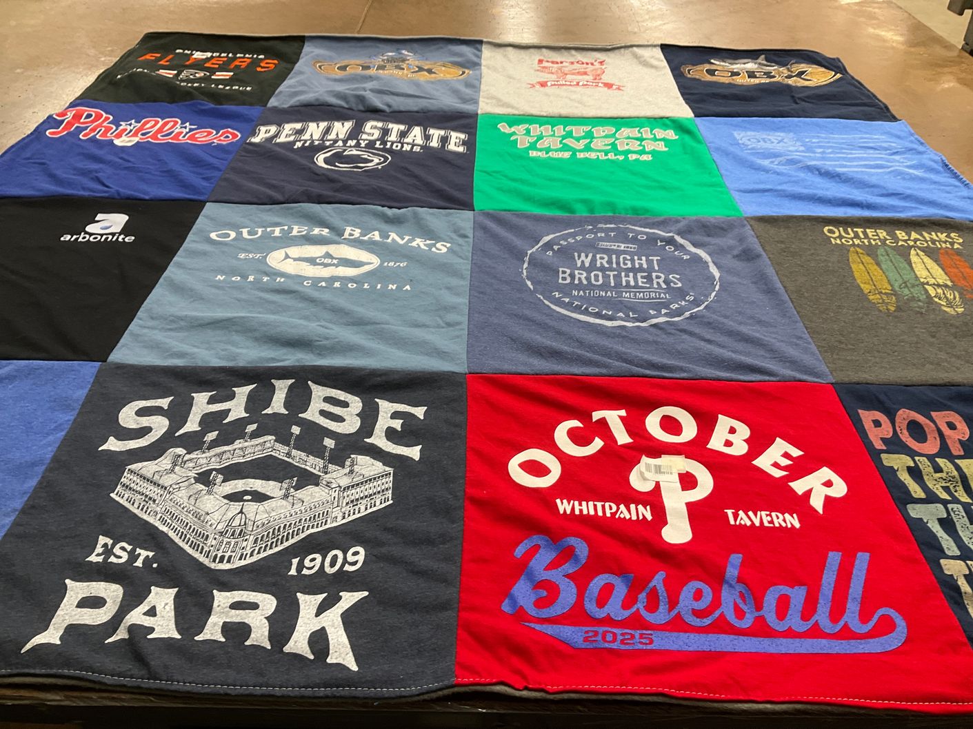 T-shirt quilt featuring philadelphia phillies, philadelphia flyers by Kenneth from PA