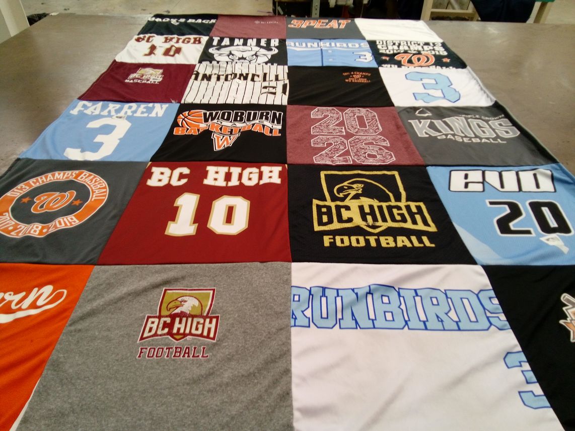 T-shirt quilt featuring woburn high school baseball, bc high football by Brenda from MA