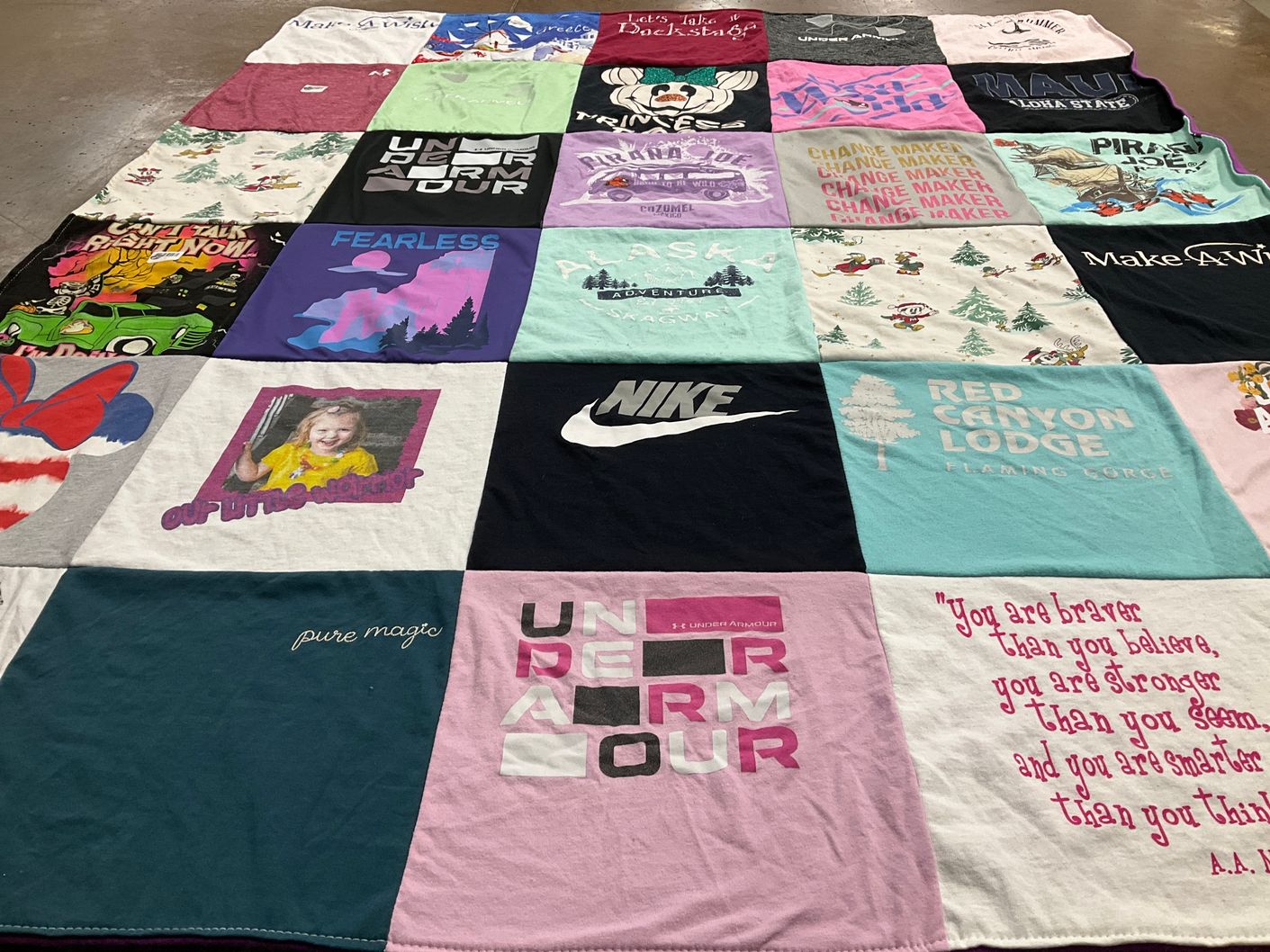 T-shirt quilt with children, outdoor themes by Randee from UT