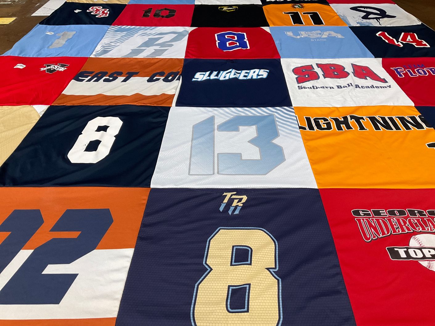 T-shirt quilt with baseball, sports themes by Misty from GA