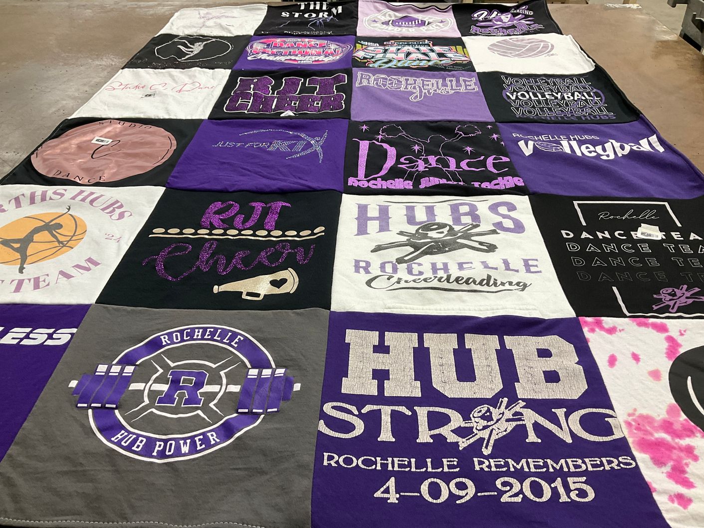 T-shirt quilt from rochelle high school by Jaime from IL