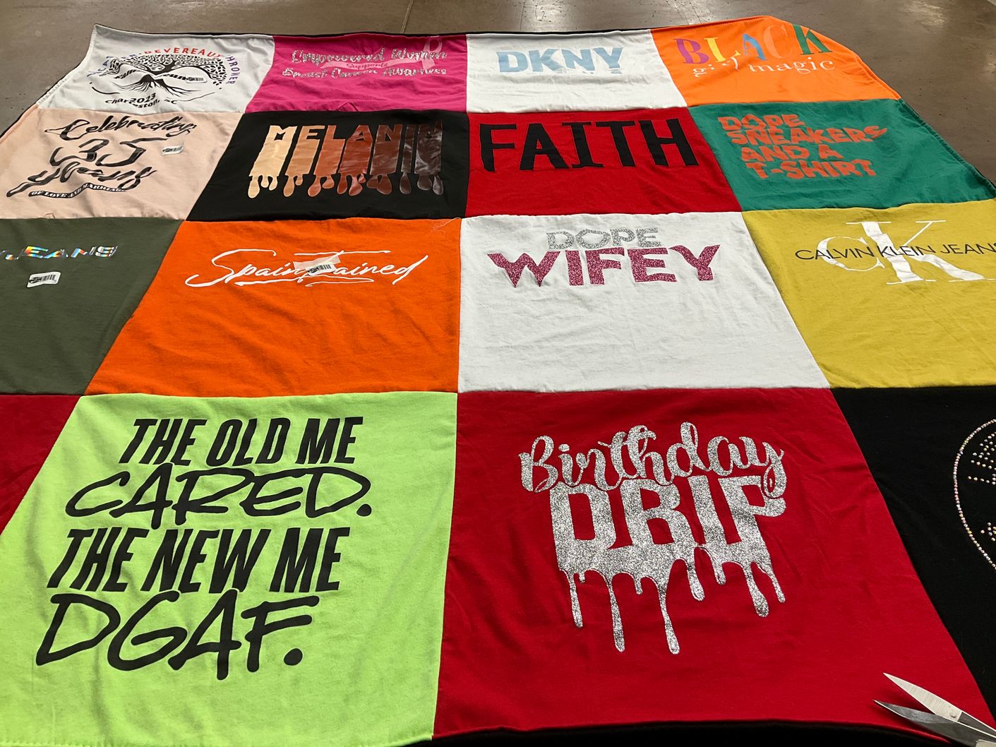 T-shirt quilt with fashion, self-expression themes by Monique from TX